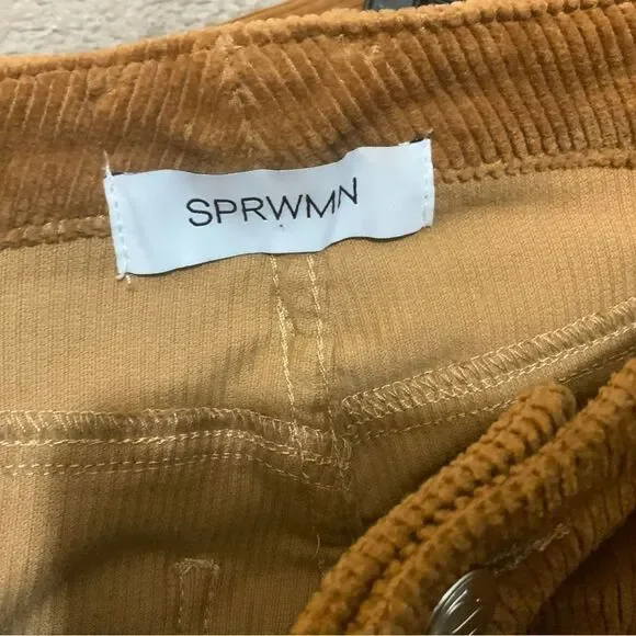 New SPRWMN Corduroy 5 Pocket Micro Flare Mid Rise Pantscamel Brown